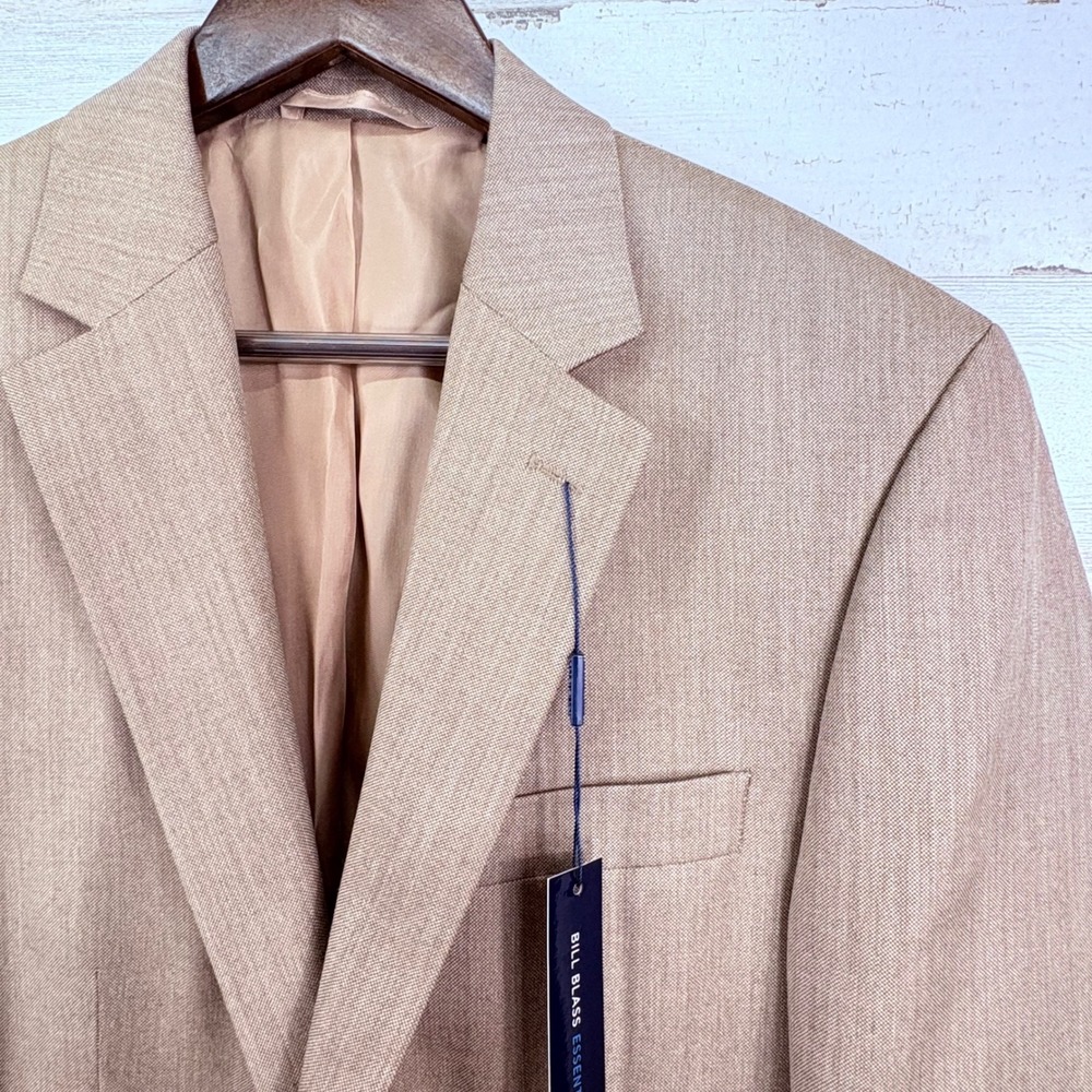 Bill Blass Essentials Mens Blazer 38L Tan Brown Beige $200 NEW Sport Coat Jacket